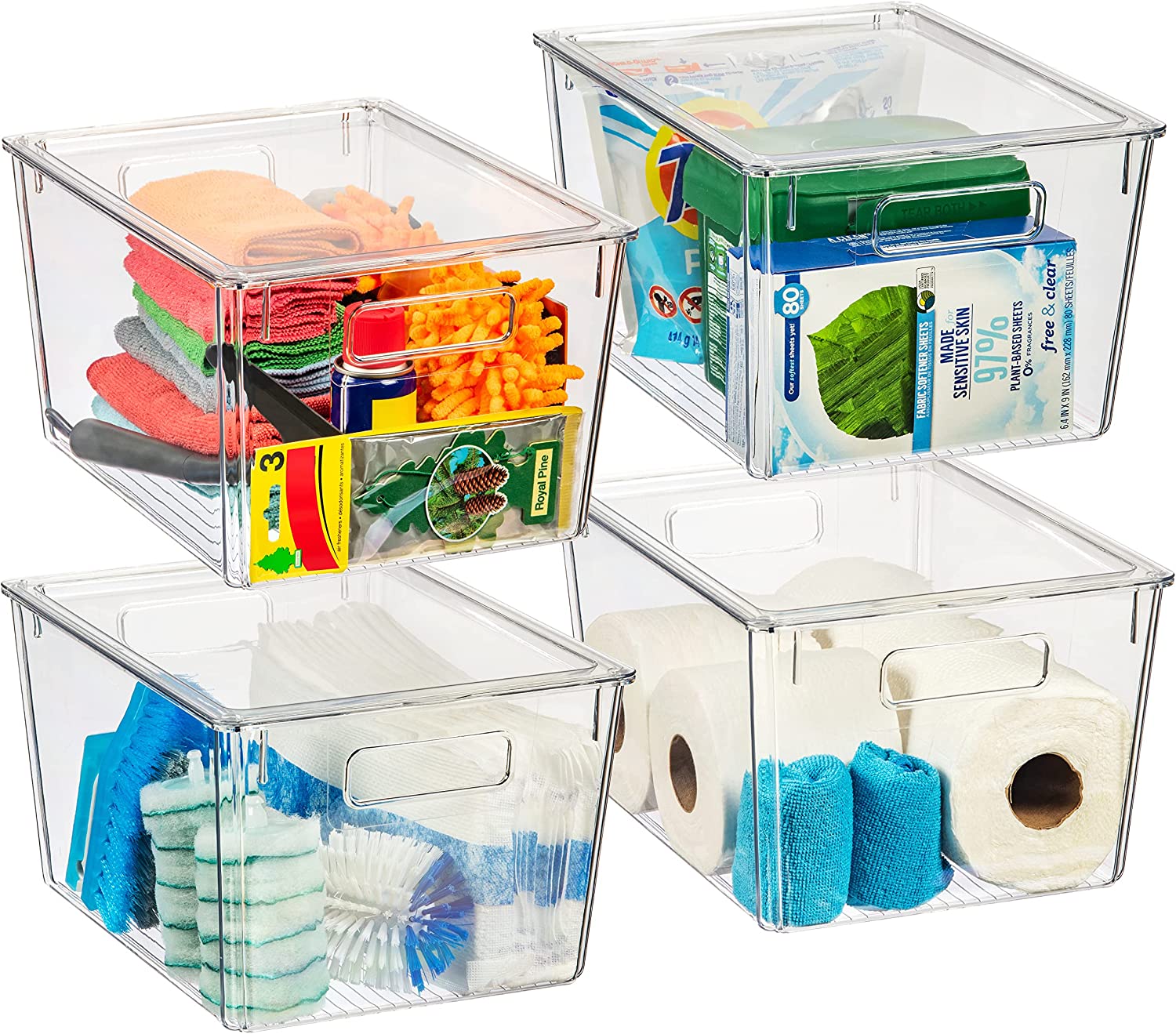 ClearSpace 12 x 6 x 3.2 Clear Plastic Storage Bins with Lids